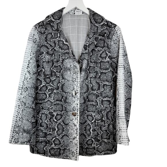 Snakeskin Print Reversible with Gray Windowpane Plaid Weather Resistant Jacket - Picture 1 of 6